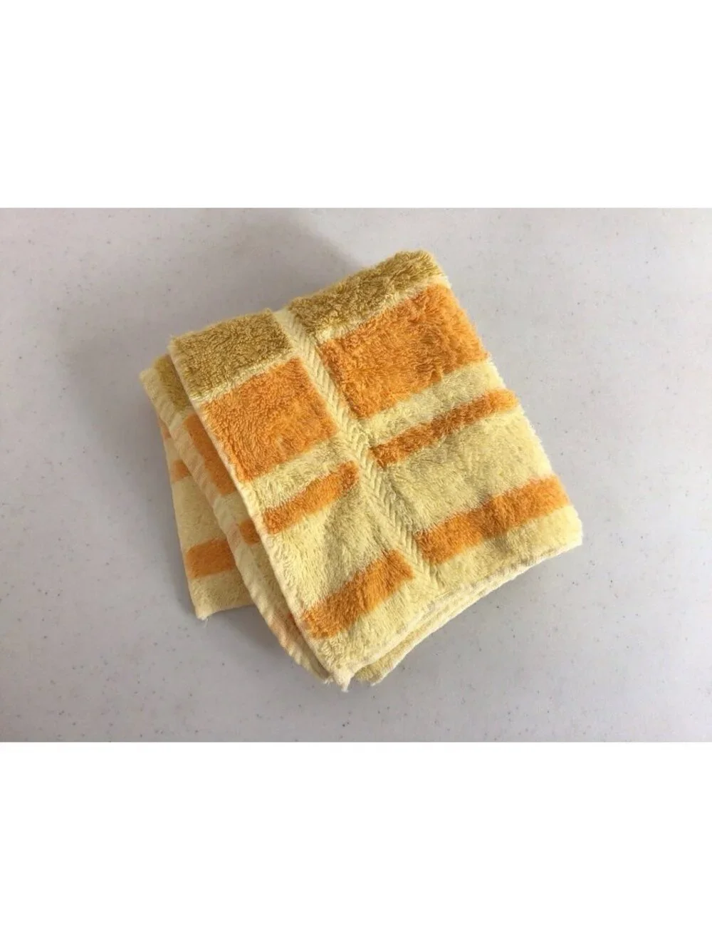 Vintage Mid Century Yellow Retro Stripes Hand Towel
